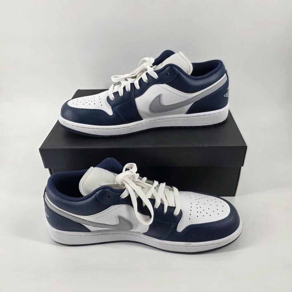 Nike Air Jordan 1 Low 'Midnight Navy' White Wolf Grey Men's Size 12 Box